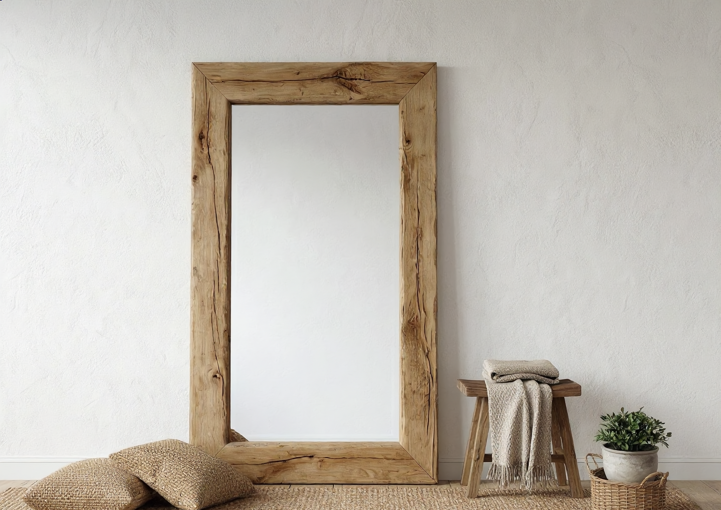 Custom Solid Wood Wall Mirror | Mid Century Rustic Decor