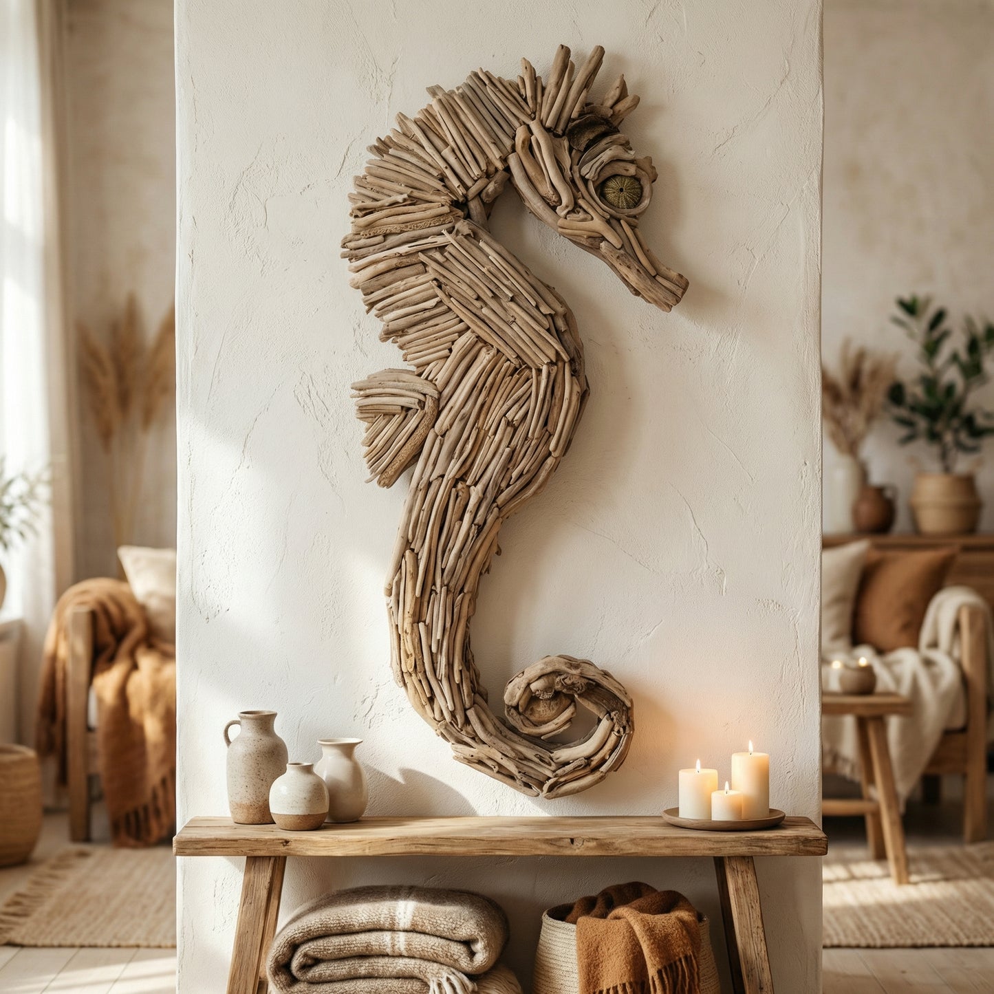 Driftwood Seahorse Wall Art | Coastal Wall Hanging Decor