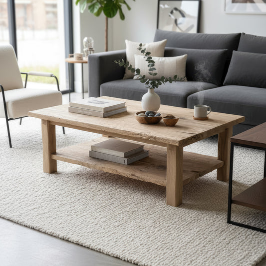 Solid Wood Coffee Table with Shelf