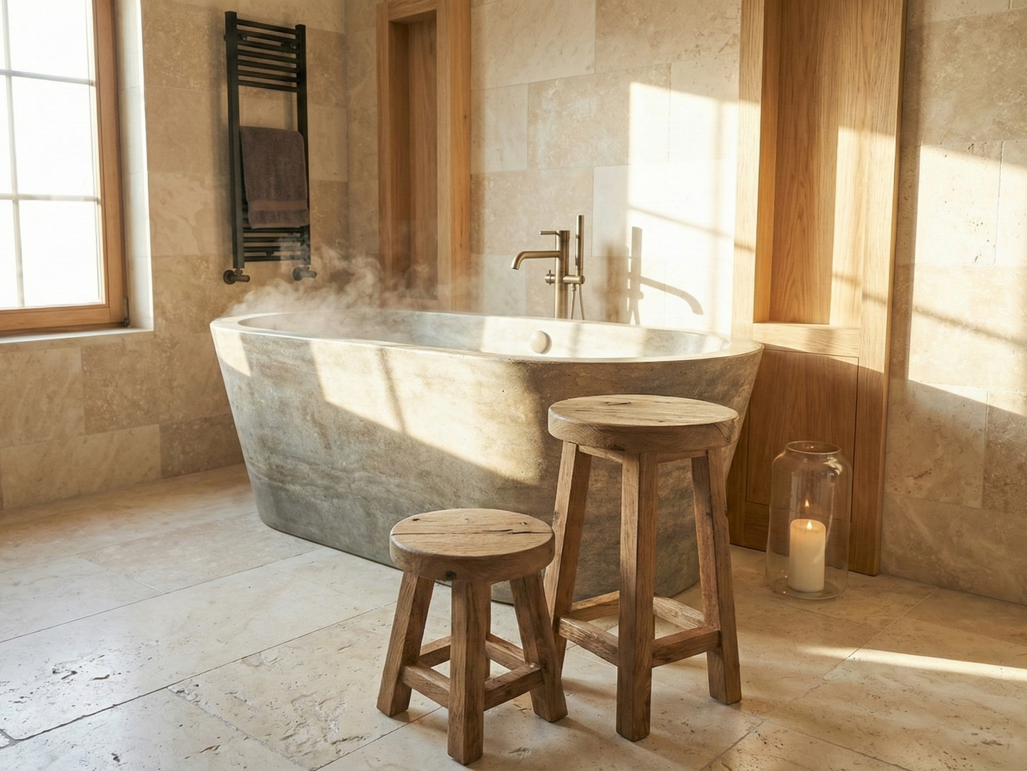 Reclaimed Wood Bathroom Stool | Unique Livingroom Bench