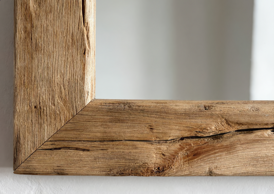 Custom Solid Wood Wall Mirror | Mid Century Rustic Decor