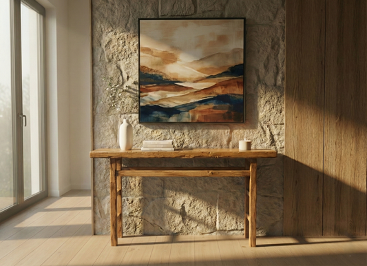 Slim Console Table in Solid Oak | Rustic Entryway Table