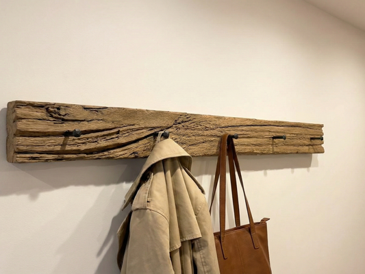 Reclaimed Wood Coat Hanger | Rustic Hanger with Hooks