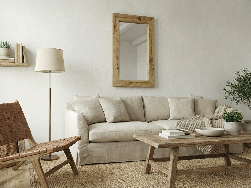 Custom Solid Wood Wall Mirror | Mid Century Rustic Decor