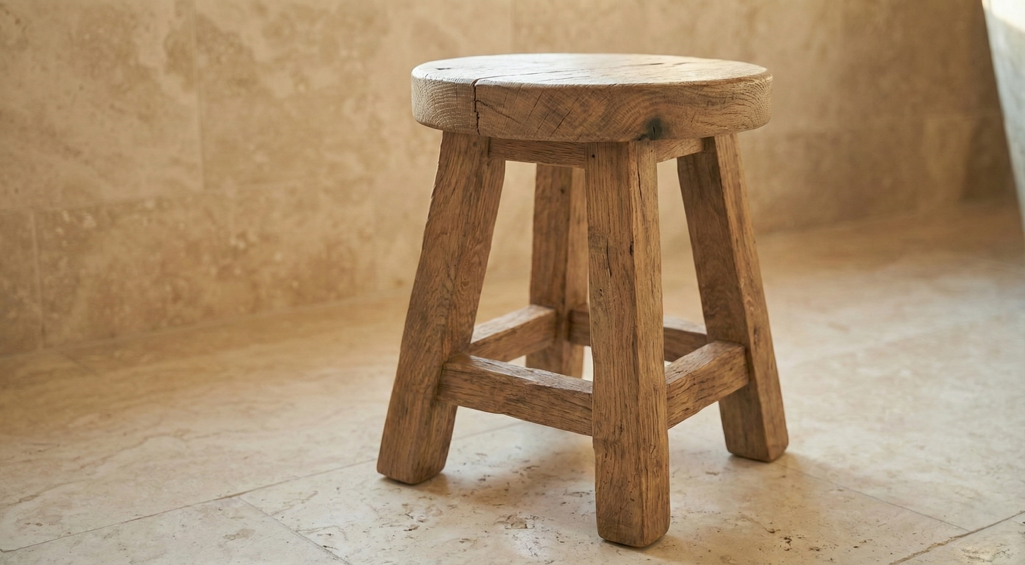 Reclaimed Wood Bathroom Stool | Unique Livingroom Bench