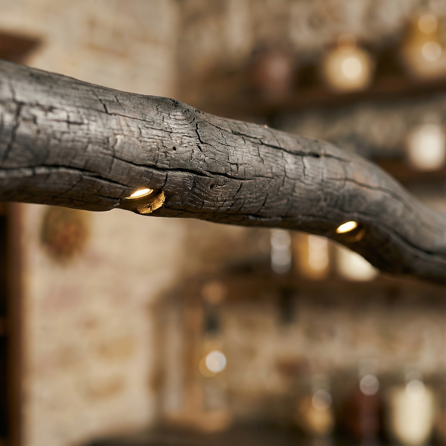 Driftwood Yakisugi Style Lamp | Rustic Wooden Chandelier