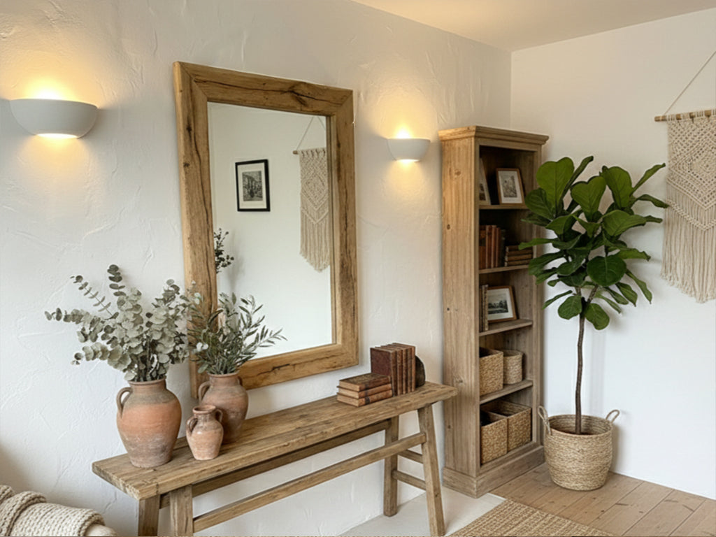 Custom Solid Wood Wall Mirror | Mid Century Rustic Decor