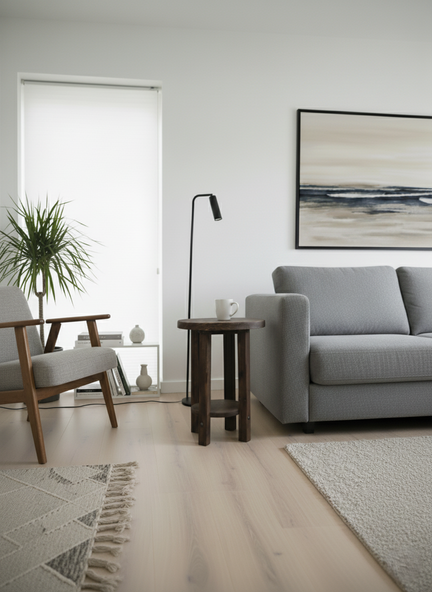 Black Wood End Table | Unique Living Room Accent