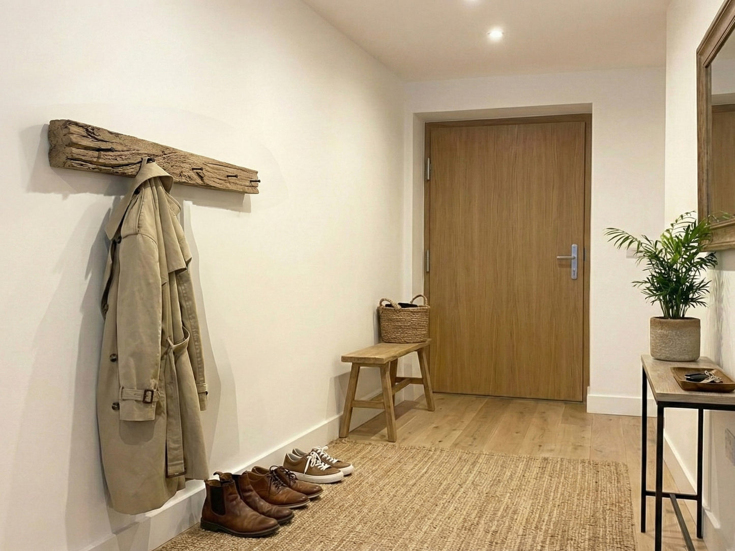 Reclaimed Wood Coat Hanger | Rustic Hanger with Hooks