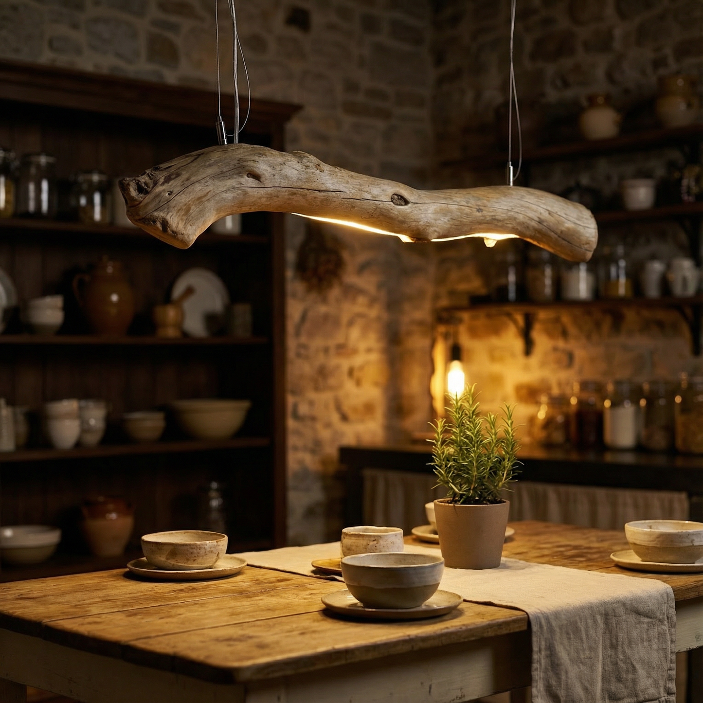 Driftwood Branch Chandelier | Rustic Wooden Ceiling Light