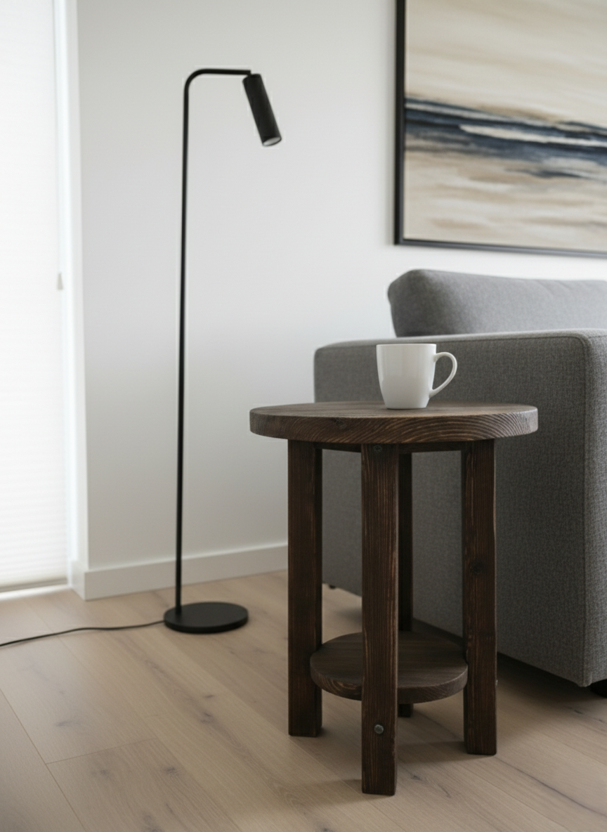 Black Wood End Table | Unique Living Room Accent