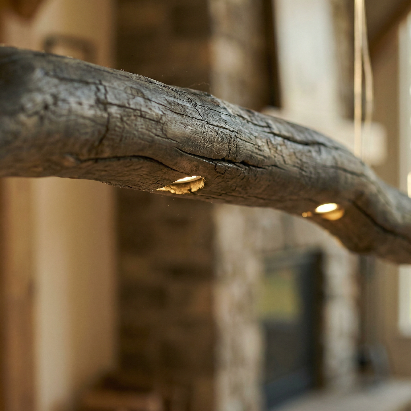 Driftwood Yakisugi Style Lamp | Rustic Wooden Chandelier