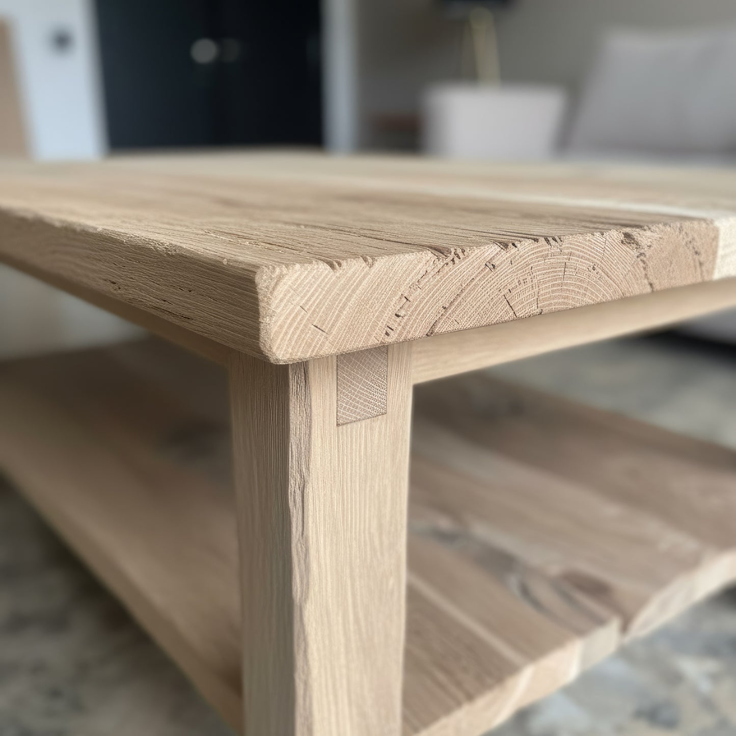 Solid Wood Coffee Table with Shelf