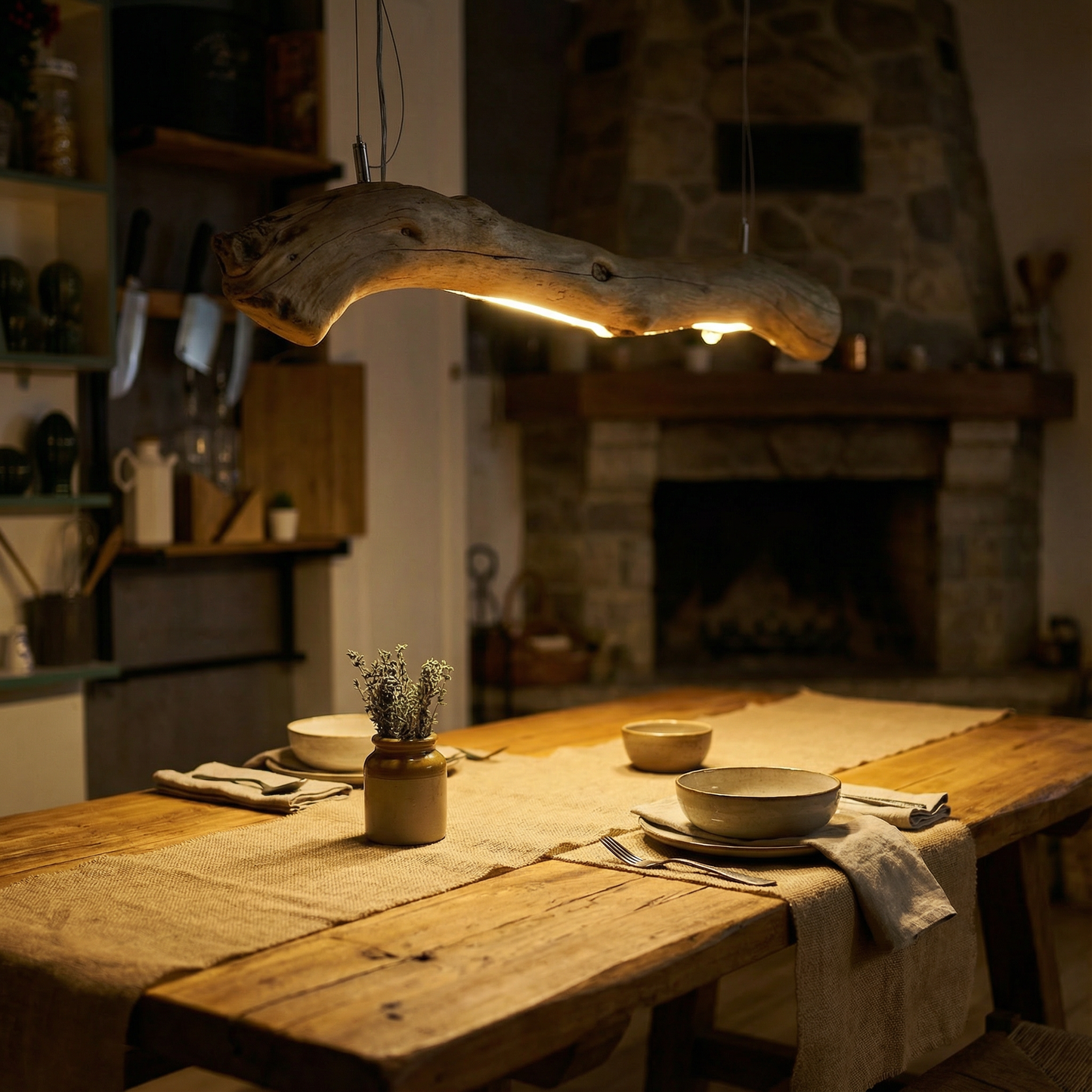 Driftwood Branch Chandelier | Rustic Wooden Ceiling Light