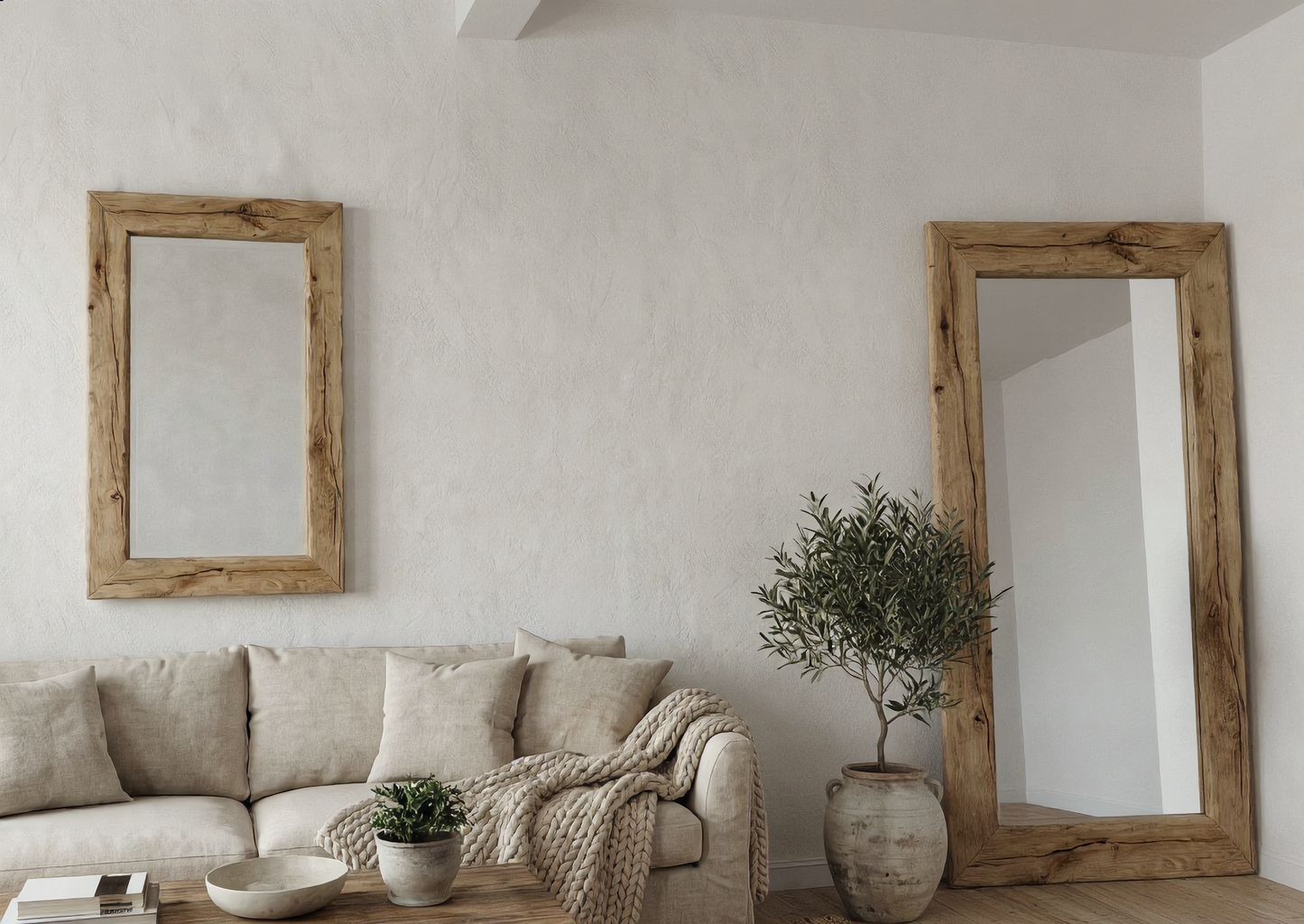 Custom Solid Wood Wall Mirror | Mid Century Rustic Decor