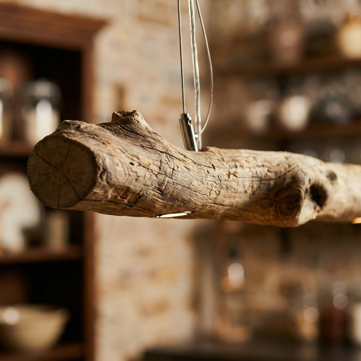 Wooden Pendant Lighting | Driftwood Ceiling Lamp for Kitchen Island