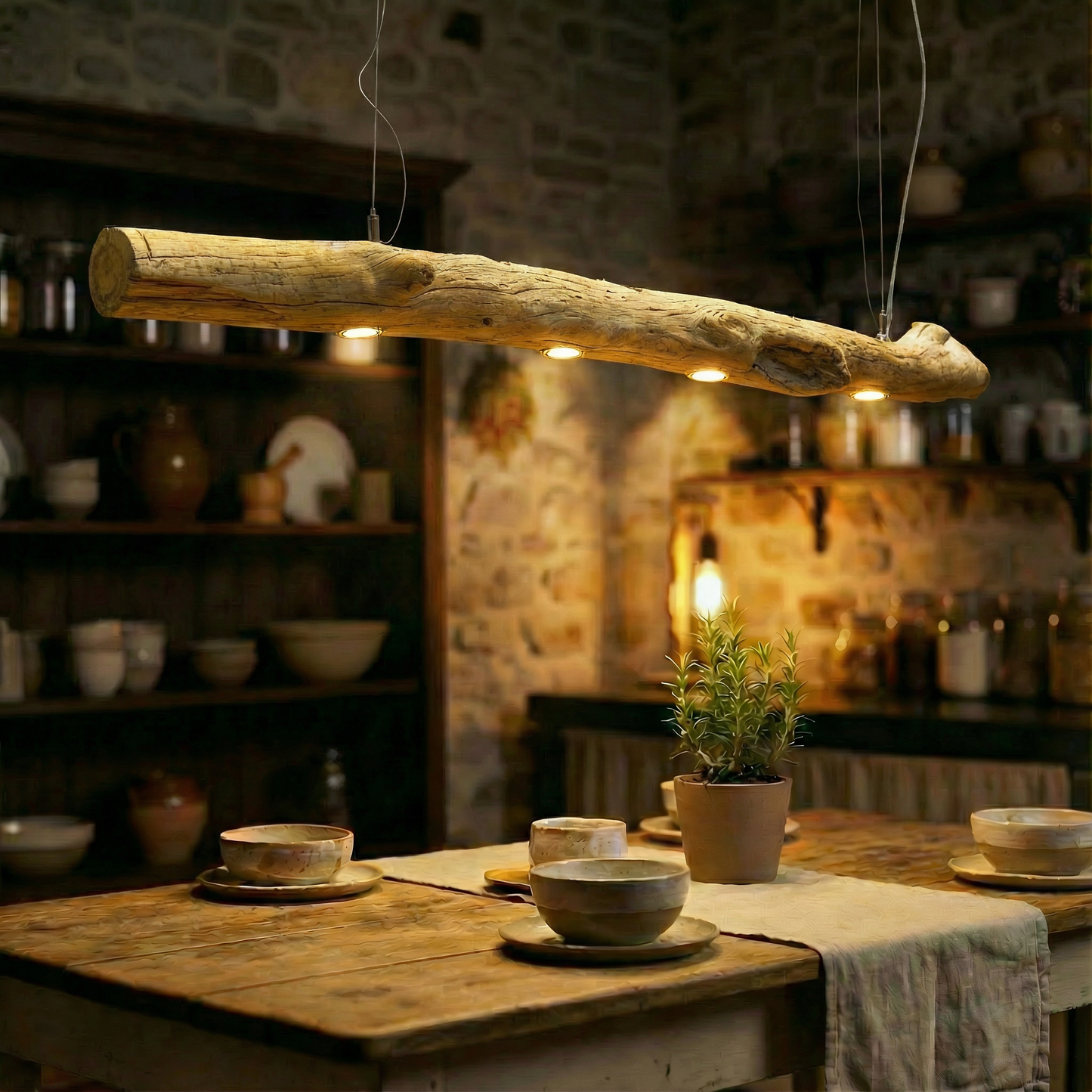 Wooden Pendant Lighting | Driftwood Ceiling Lamp for Kitchen Island