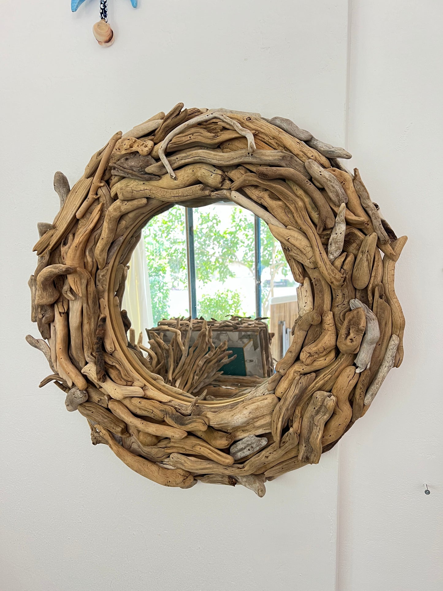 Driftwood Round Mirror | Coastal Rustic Wall Mirror