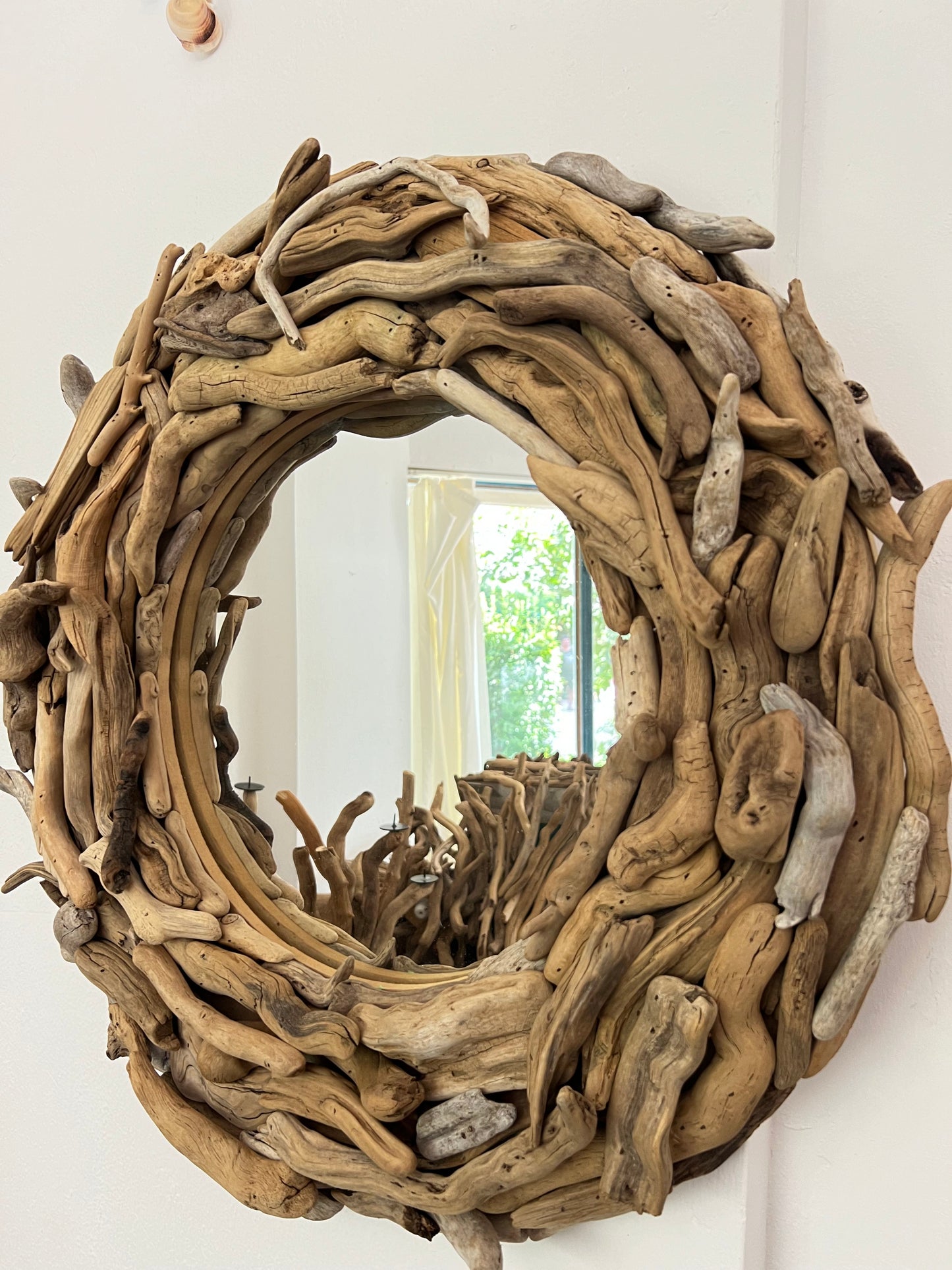 Driftwood Round Mirror | Coastal Rustic Wall Mirror