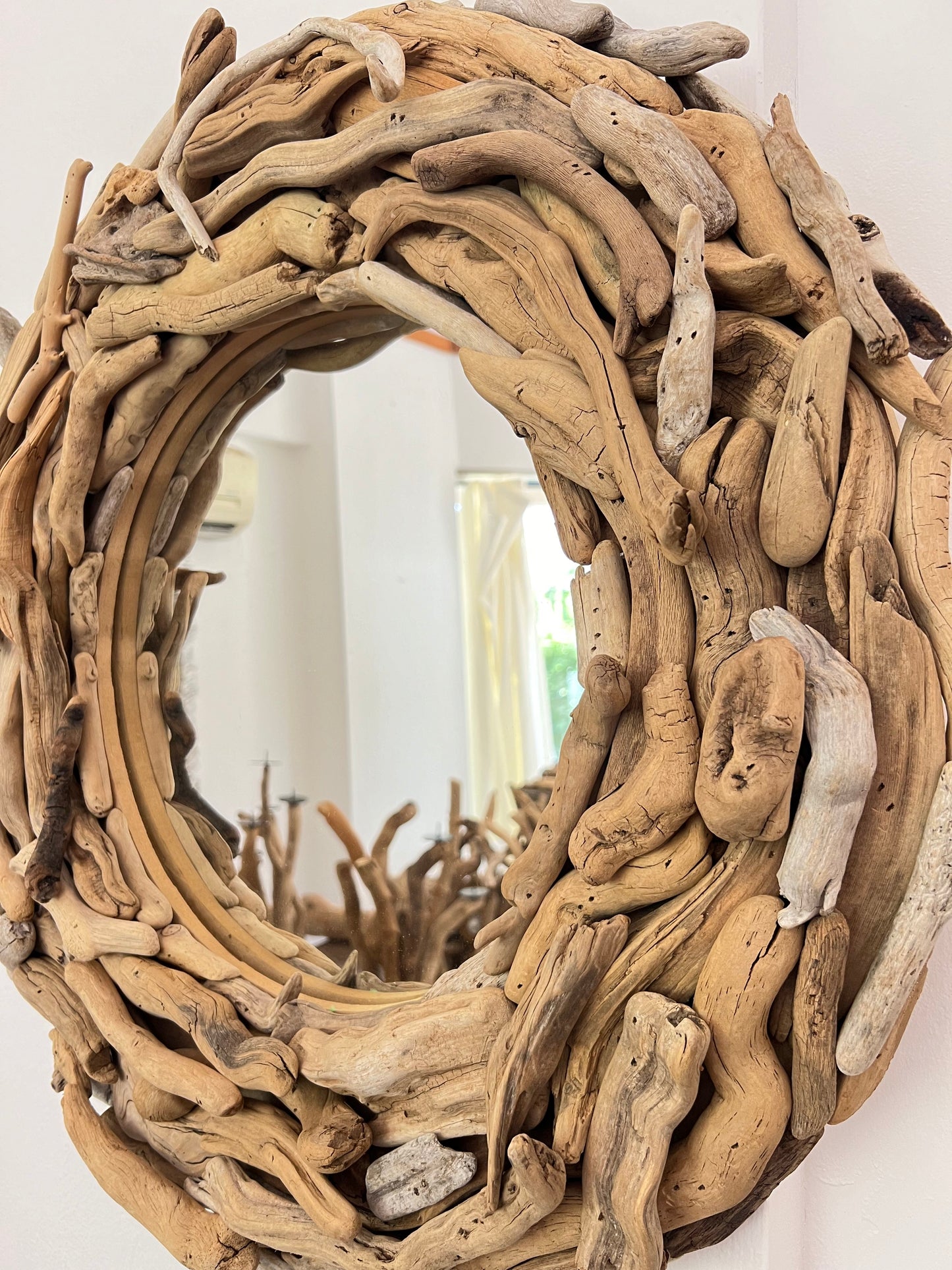 Driftwood Round Mirror | Coastal Rustic Wall Mirror