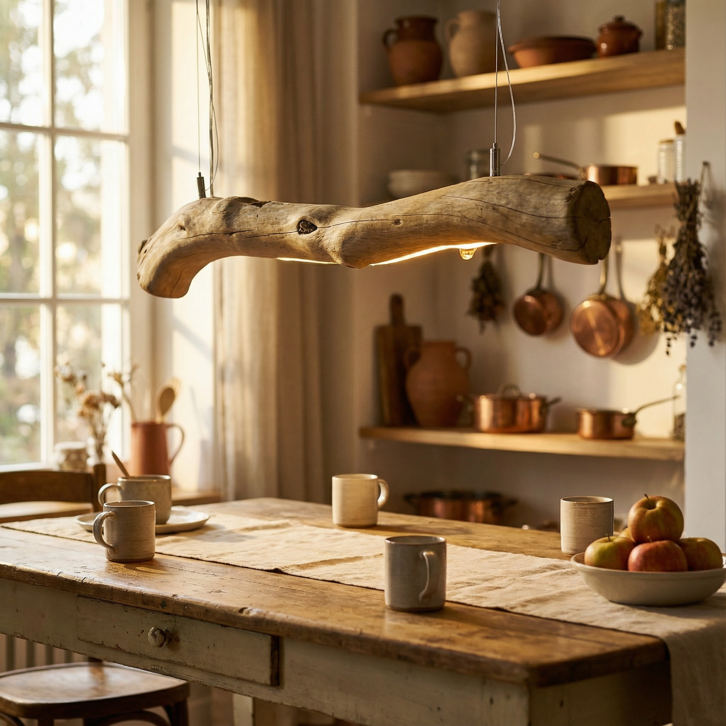 Driftwood Branch Chandelier | Rustic Wooden Ceiling Light