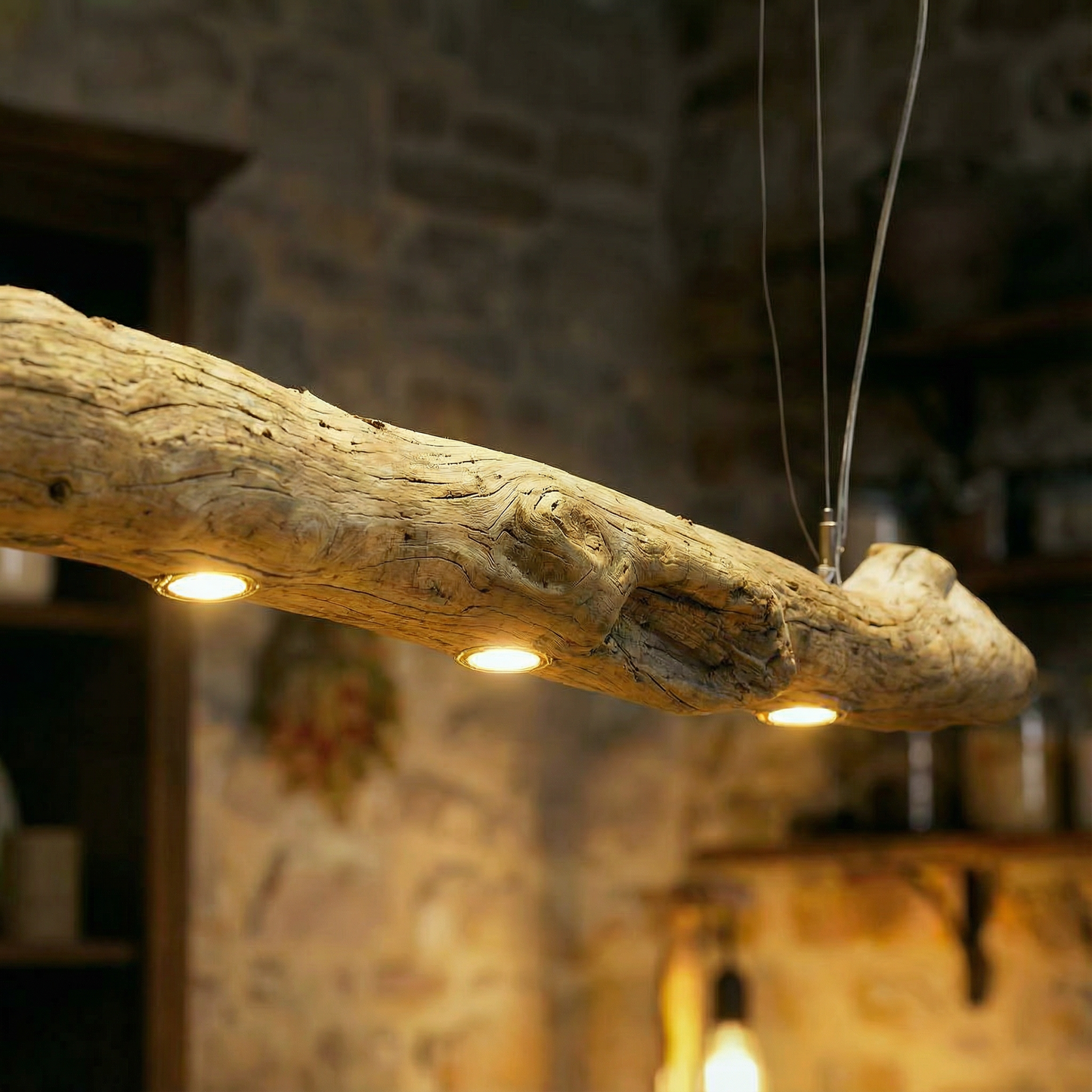 Wooden Pendant Lighting | Driftwood Ceiling Lamp for Kitchen Island