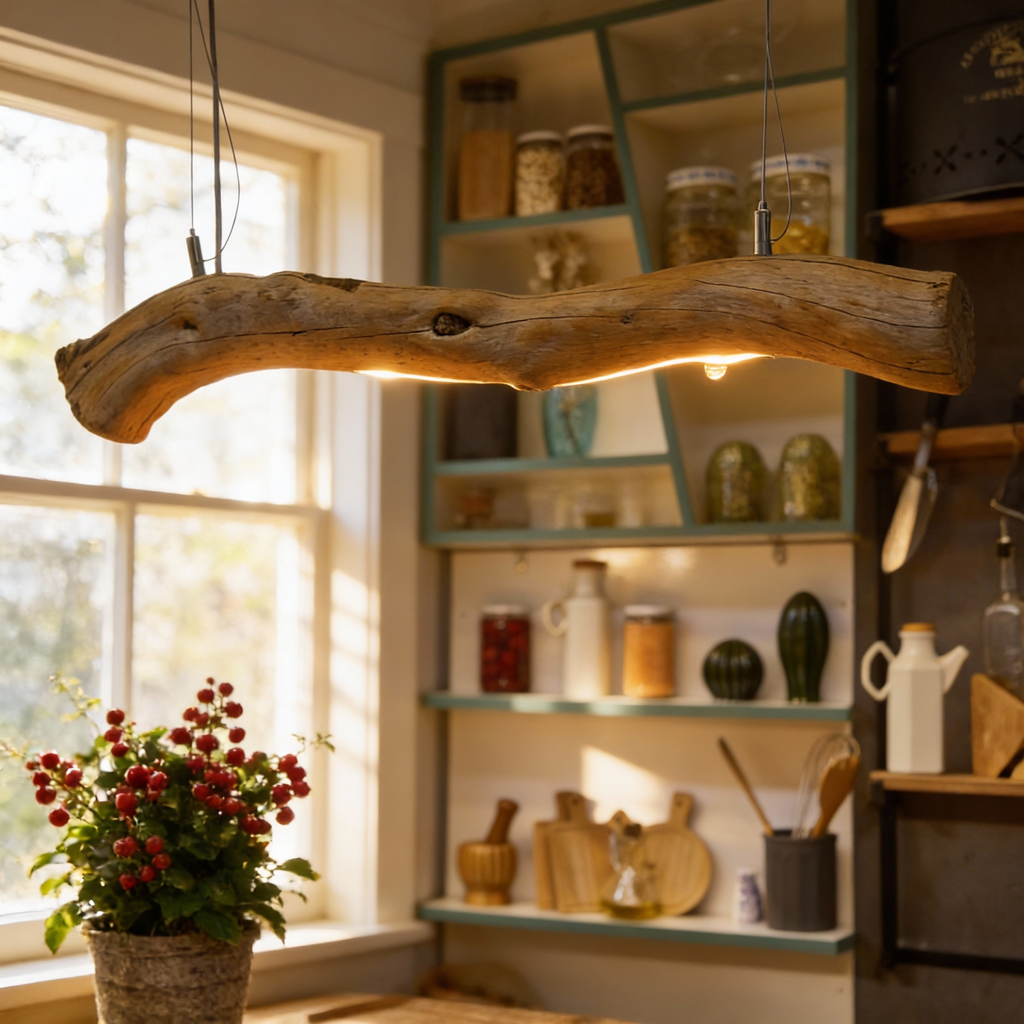Driftwood Branch Chandelier | Rustic Wooden Ceiling Light