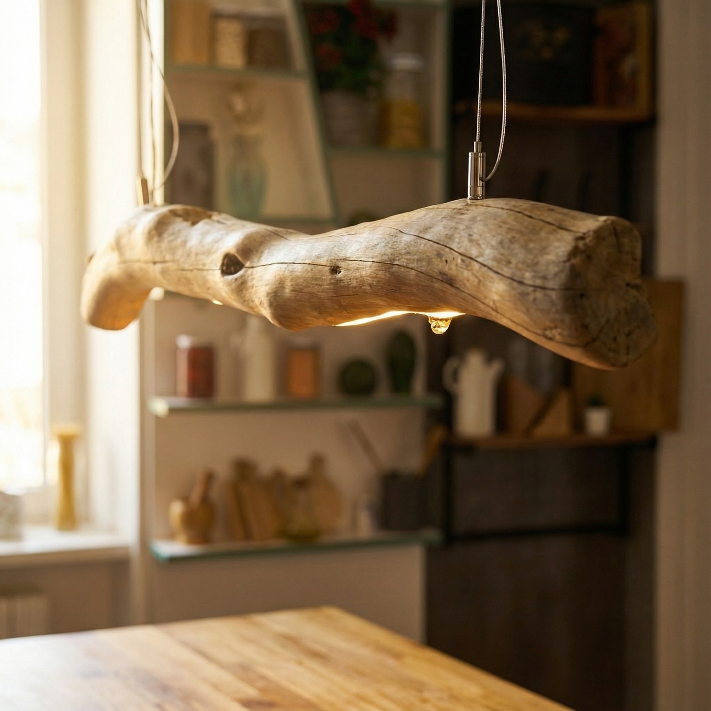 Driftwood Branch Chandelier | Rustic Wooden Ceiling Light