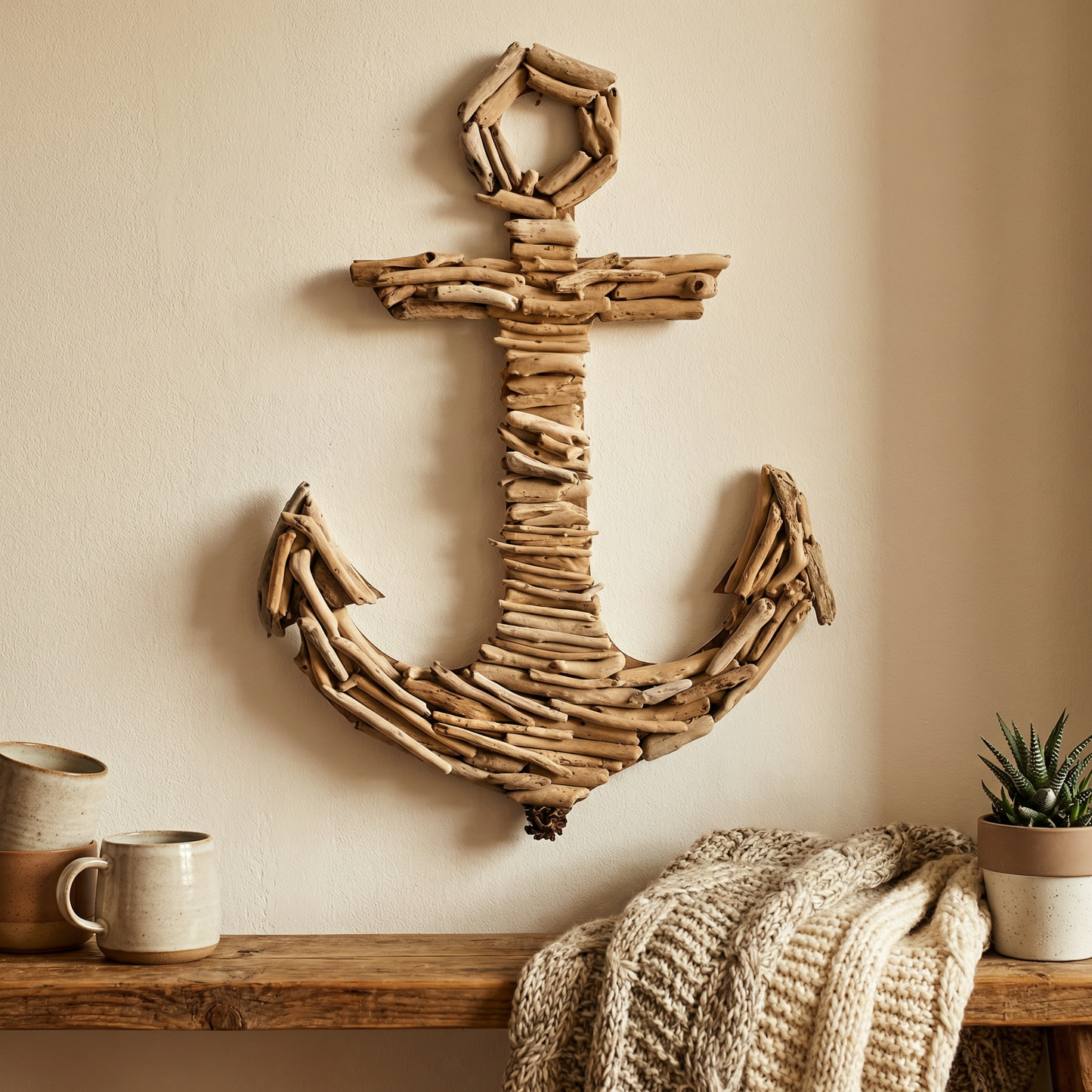Driftwood Anchor Wall Hanging Decor
