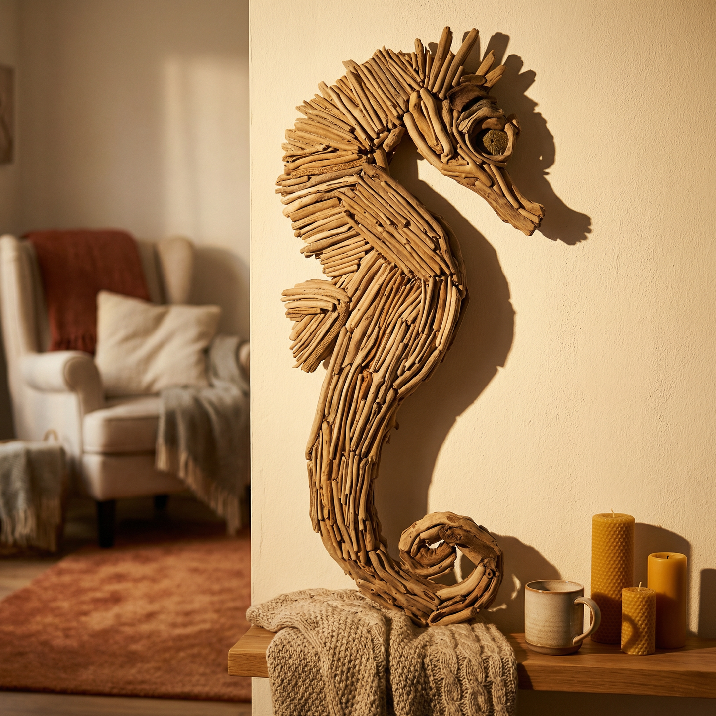 Driftwood Seahorse Wall Art | Coastal Wall Hanging Decor