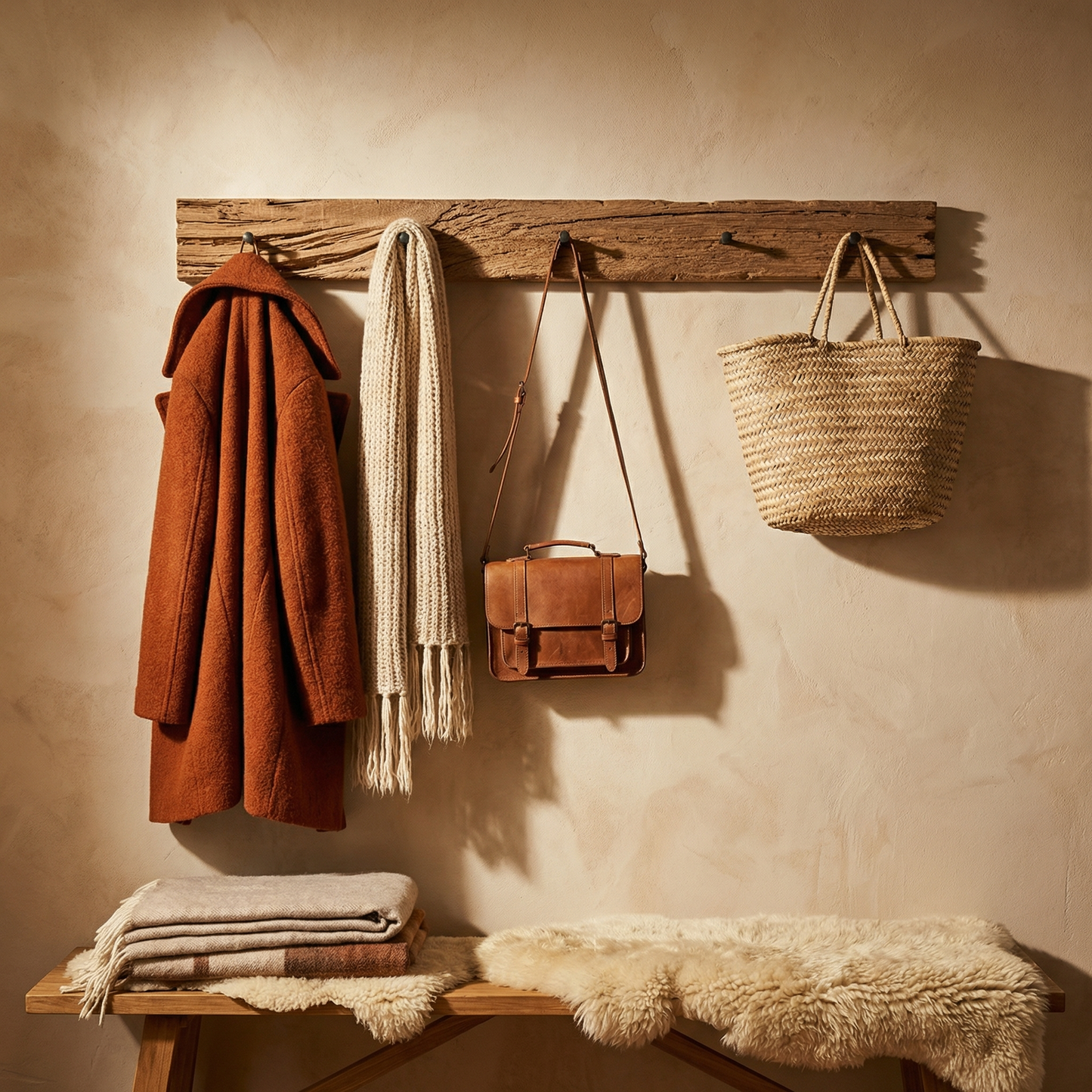 Reclaimed Wood Coat Hanger | Rustic Hanger with Hooks