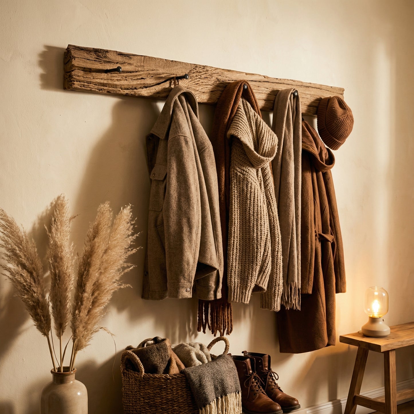 Reclaimed Wood Coat Hanger | Rustic Hanger with Hooks