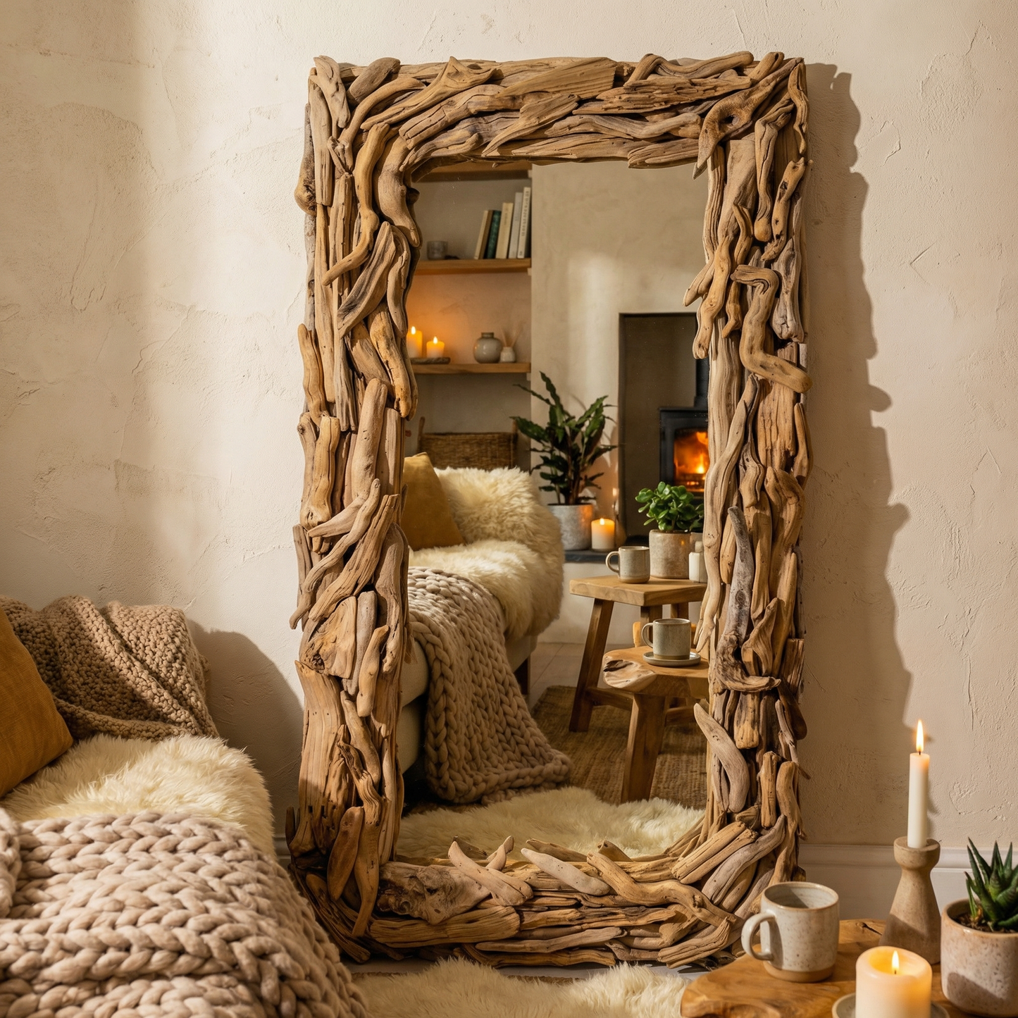Handmade Large  Driftwood Mirror