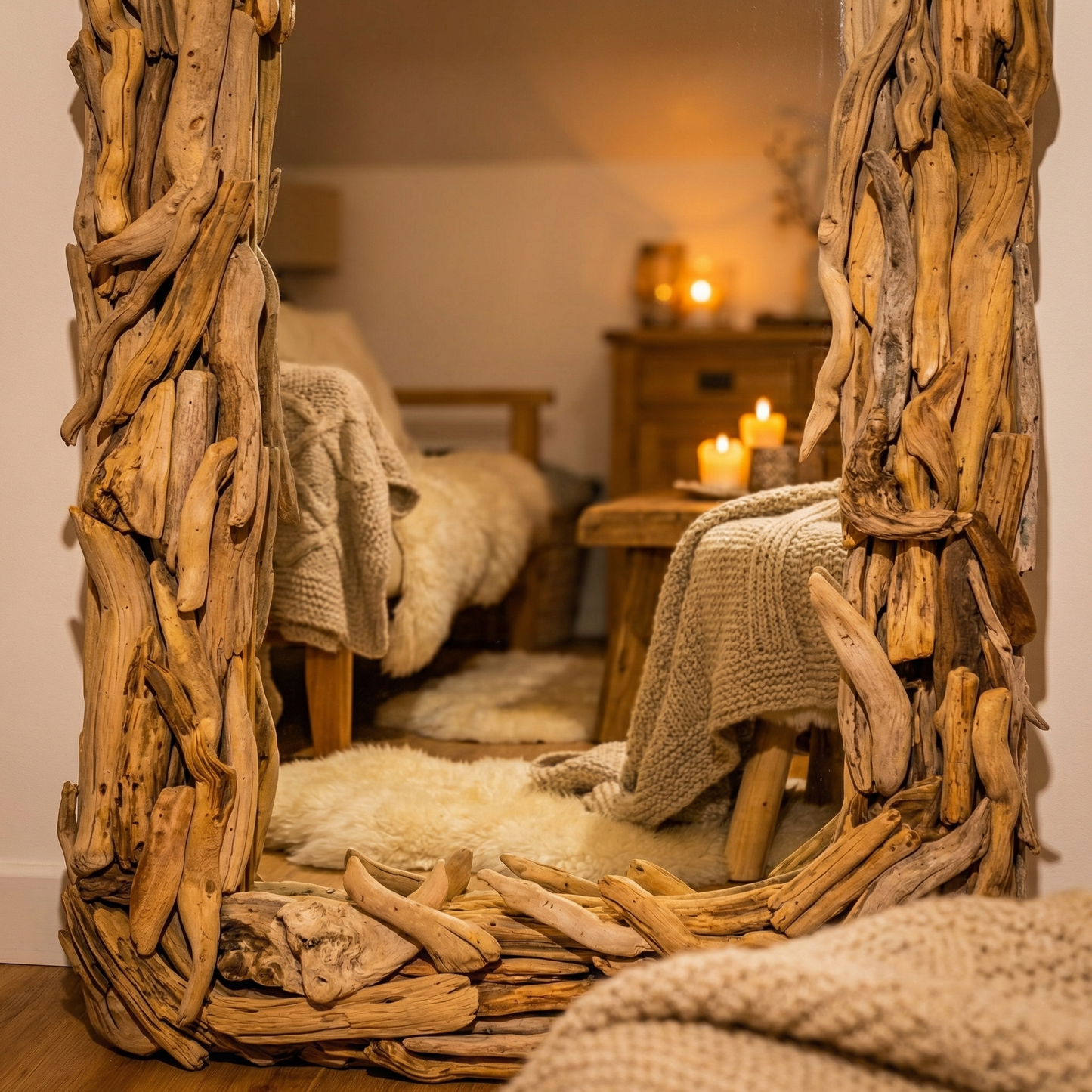 Handmade Large  Driftwood Mirror