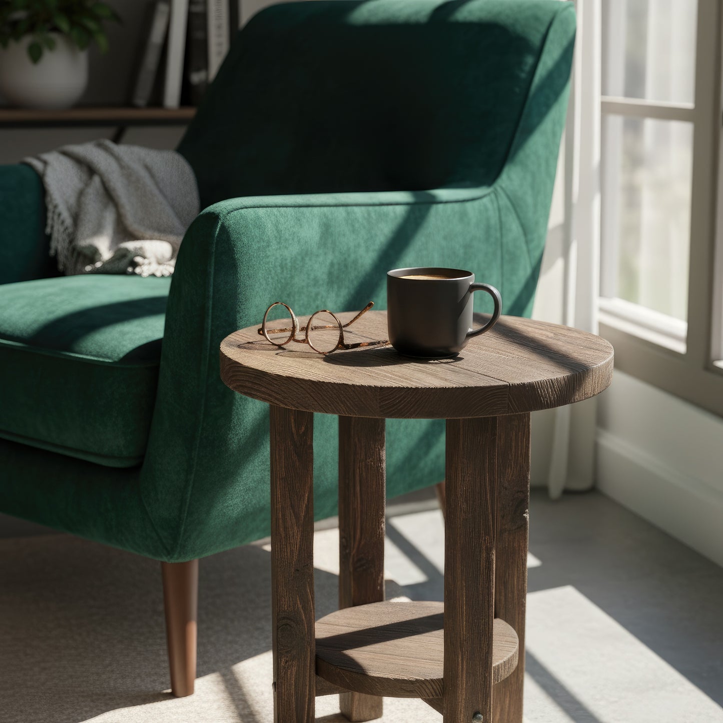 Black Wood End Table | Unique Living Room Accent