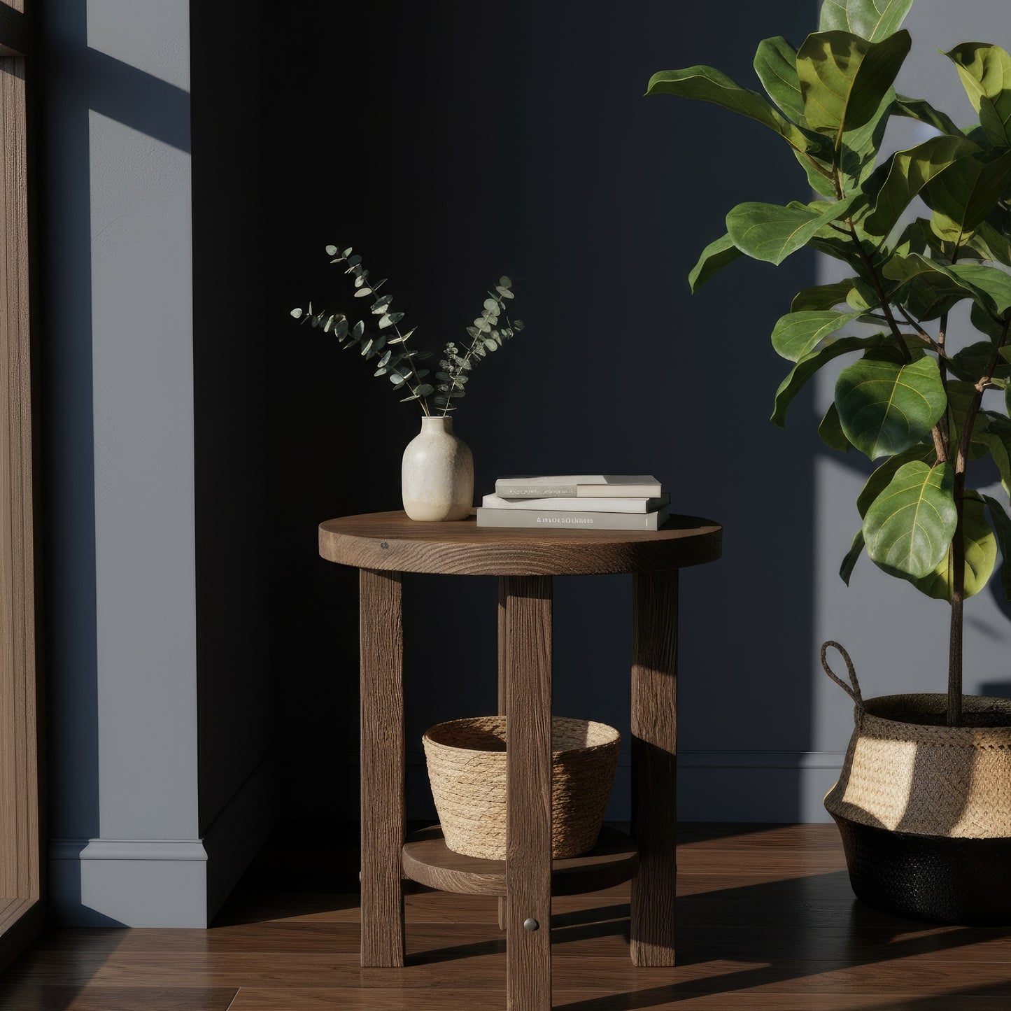 Black Wood End Table | Unique Living Room Accent