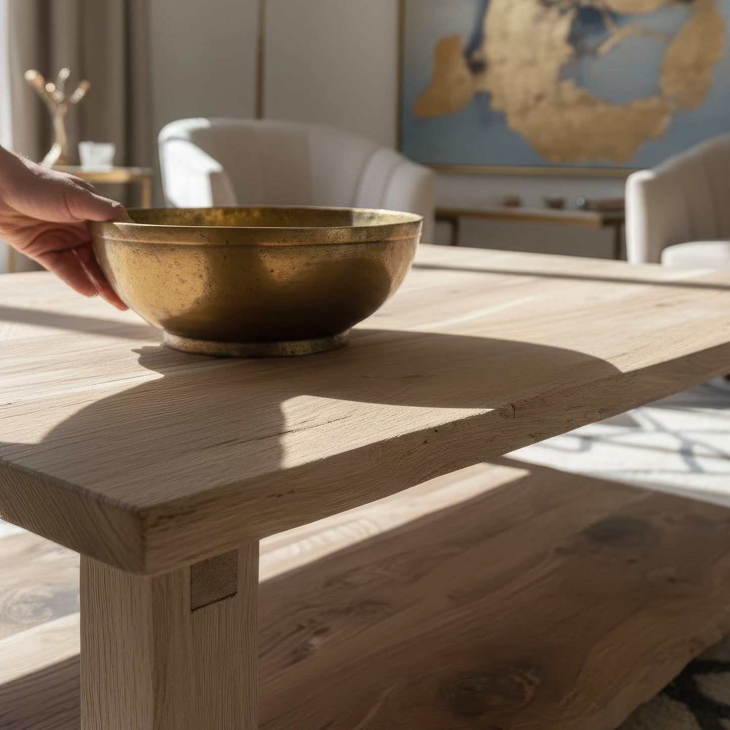 Solid Wood Coffee Table with Shelf