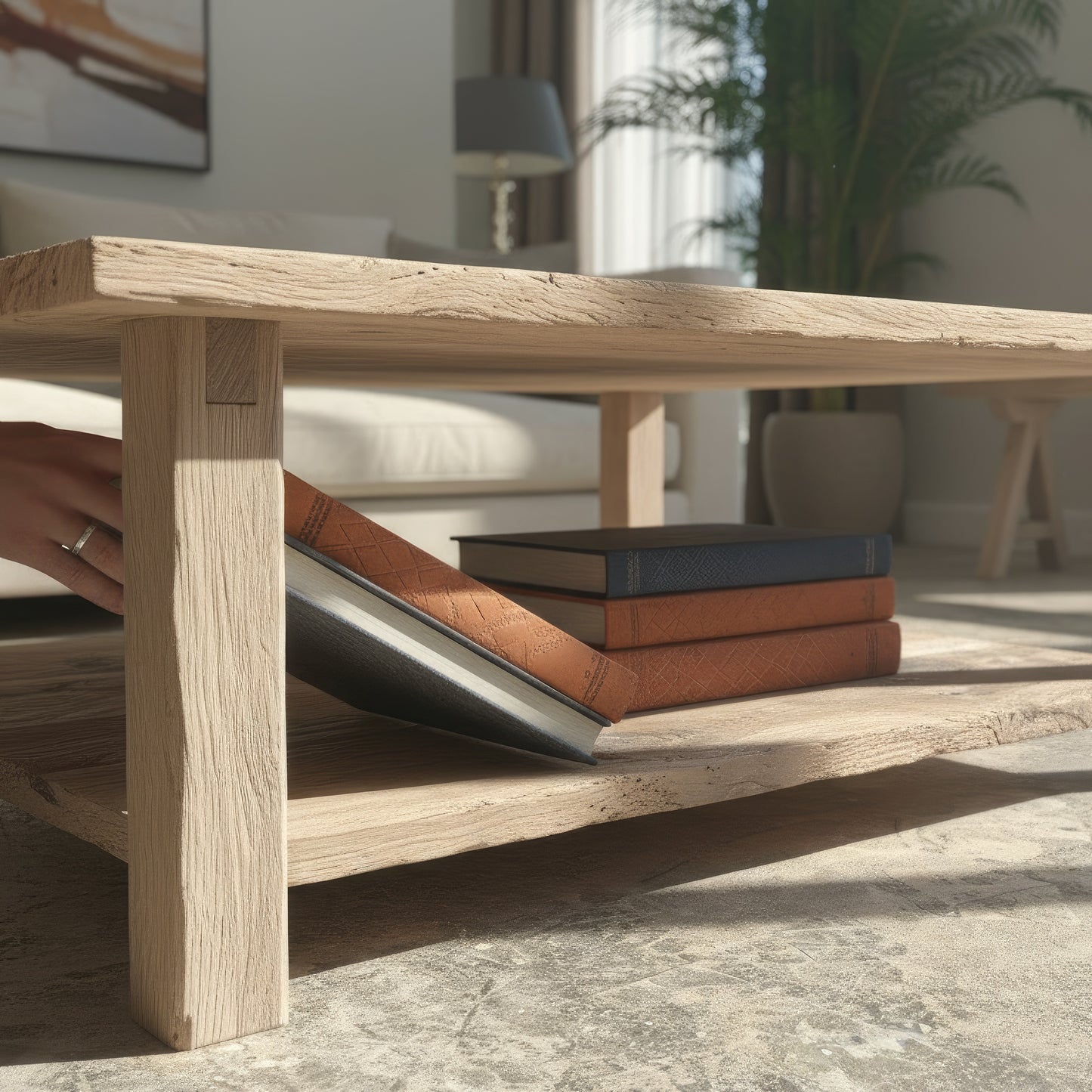 Solid Wood Coffee Table with Shelf