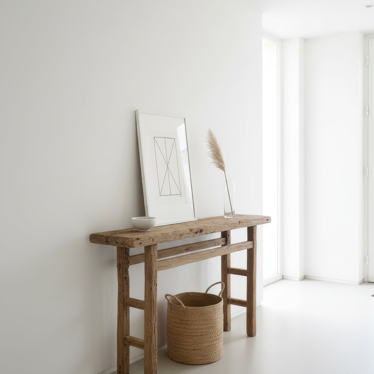 Slim Console Table in Solid Oak | Rustic Entryway Table