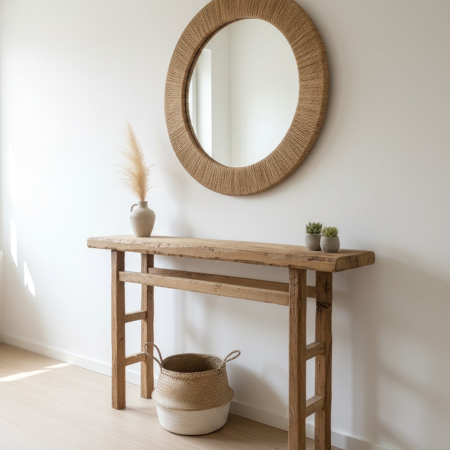 Slim Console Table in Solid Oak | Rustic Entryway Table