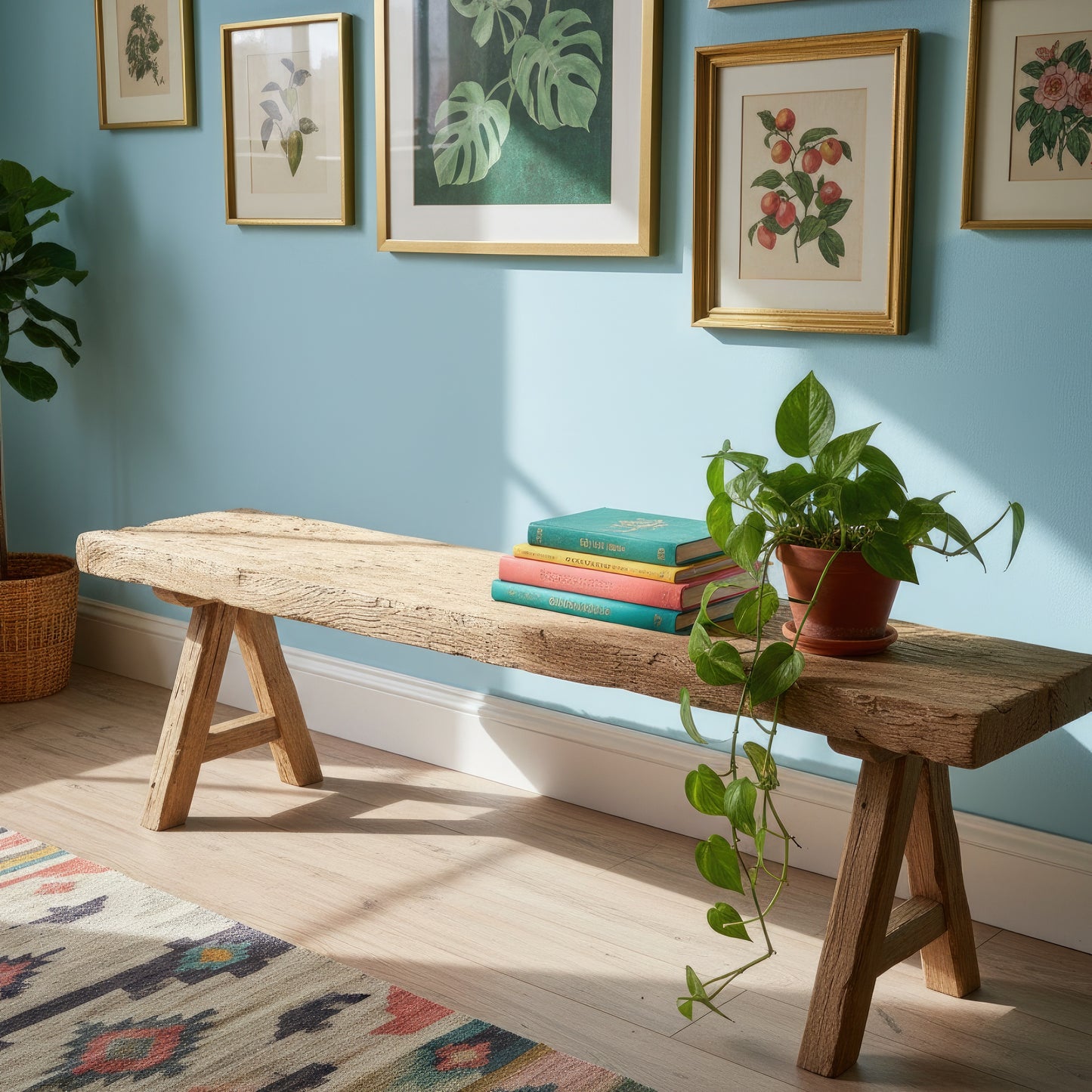 Rustic Hallway Bench | Rustic Entryway Seating in Solid Wood